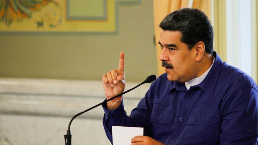 El presidente venezolano, Nicolás Maduro, habla durante un acto en Caracas, 13 de marzo de 2021.