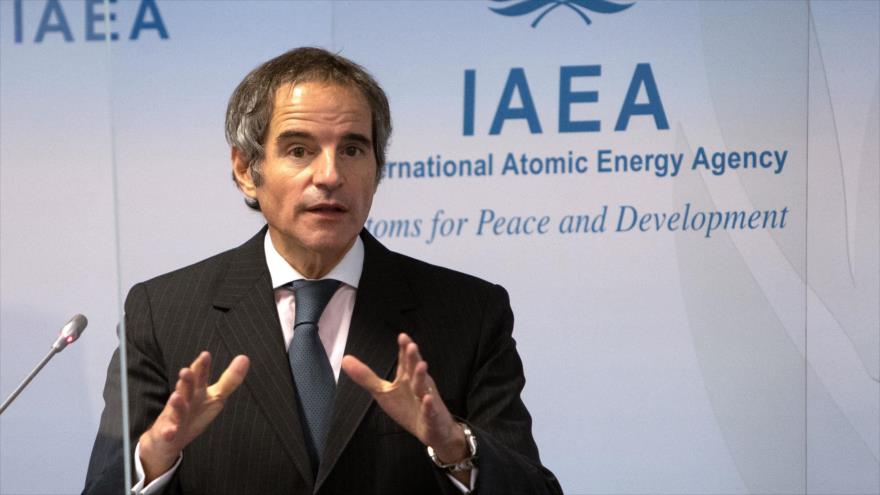 Rafael Grossi, director general de la Agencia Internacional de Energía Atómica, durante una rueda de prensa en Viena, 4 de marzo de 2021. (Foto: AFP)