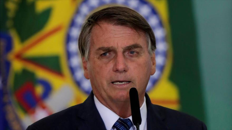 El presidente brasileño, Jair Bolsonaro, ofrece un discurso en el Palacio de Planalto, Brasilia (capital), 23 de febrero de 2021. (Foto: Reuters)