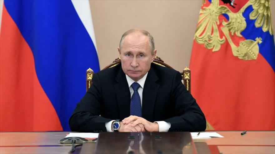 El presidente ruso, Vladimir Putin, en una videoconferencia con miembros del Consejo de Seguridad en Moscú, Rusia, 6 de noviembre de 2020.