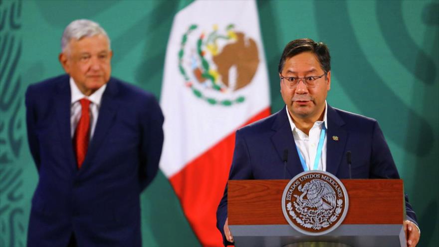  Presidente de Bolivia, Luis Arce, habla en rueda de prensa diaria de su homólogo mexicano, Andrés Manuel López Obrador, en México. (Foto: Reuters)