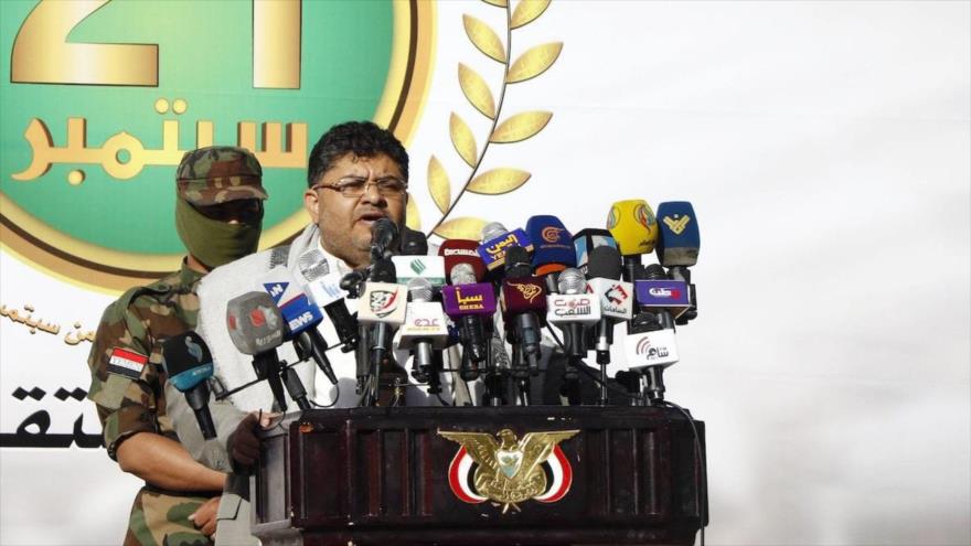 El jefe del Comité Supremo Revolucionario yemení, Muhamad Ali al-Houthi, habla durante un evento en Saná, capital, 21 de septiembre de 2019. 