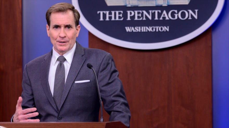 El portavoz del Pentágono, John F. Kirby, ofrece una rueda de prensa en Washington D.C., la capital de EE.UU., 5 de abril de 2021. (Foto: Pentagon)