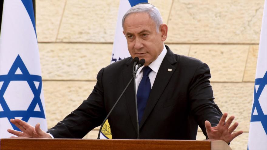 El premier israelí, Benjamín Netanyahu, ofrece un discurso en Al-Quds (Jersalén), 13 de abril de 2021. (Foto: AFP)