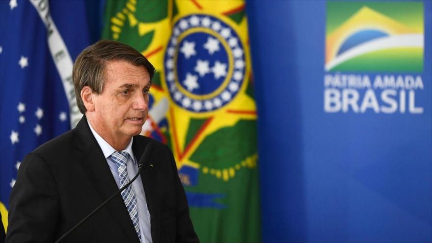 El presidente brasileño, Jair Bolsonaro, durante un acto en Brasilia, la capital. 10 de marzo de 2021. (Foto: AFP)