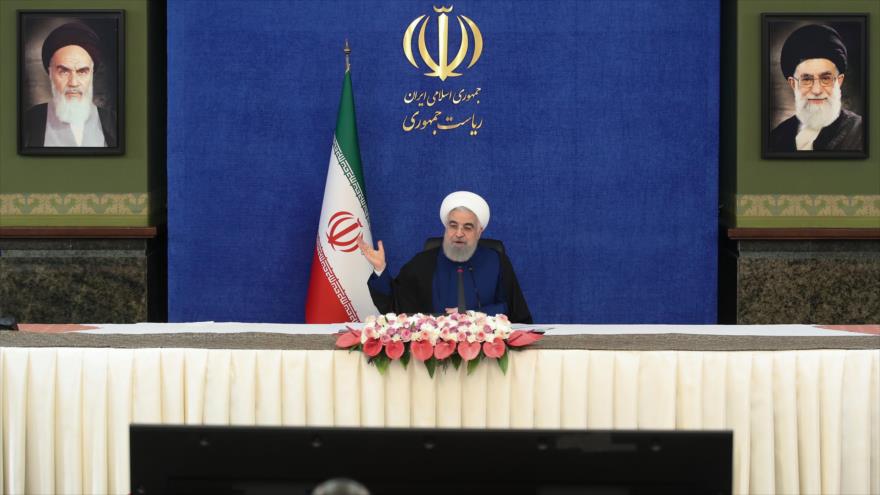 El presidente iraní, Hasan Rohani, en el acto de inauguración de proyectos del Ministerio de la Agricultura, 22 de abril de 2021. (Foto: president.ir)