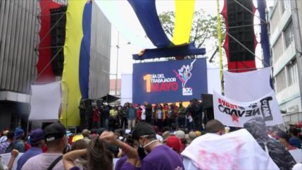 Trabajadores venezolanos festejan su día en Caracas
