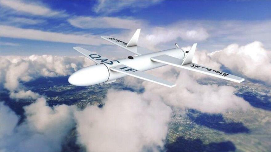 Representación gráfica de un dron yemení de tipo Qasef-2k. (Foto: Al Masirah)