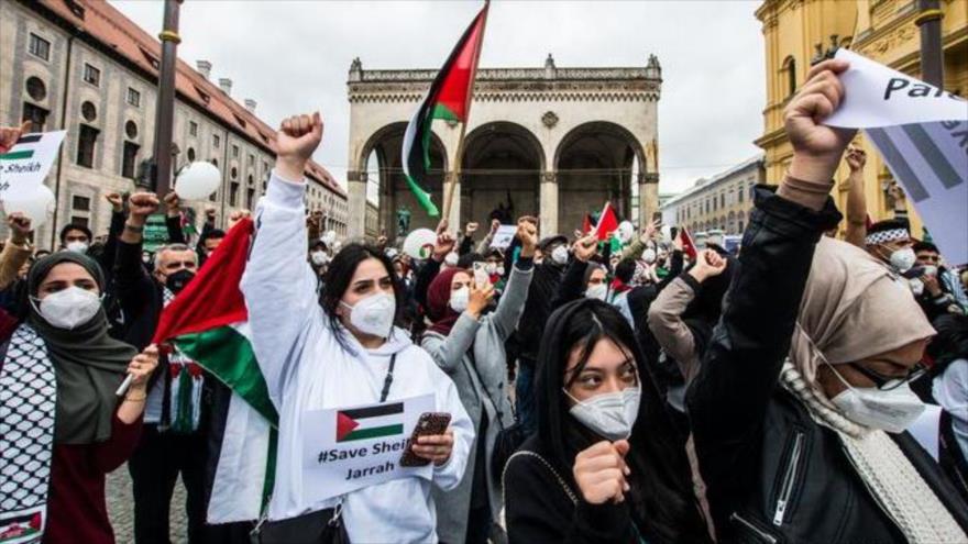 Protesta propalestina en Múnich, sur de Alemania, 11 de mayo de 2021.