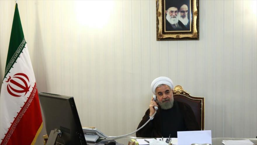El presidente de Irán, Hasan Rohani, habla con su homólogo turco, Recep Tayyip Erdogan, 16 de mayo de 2021. (Foto: President.ir)