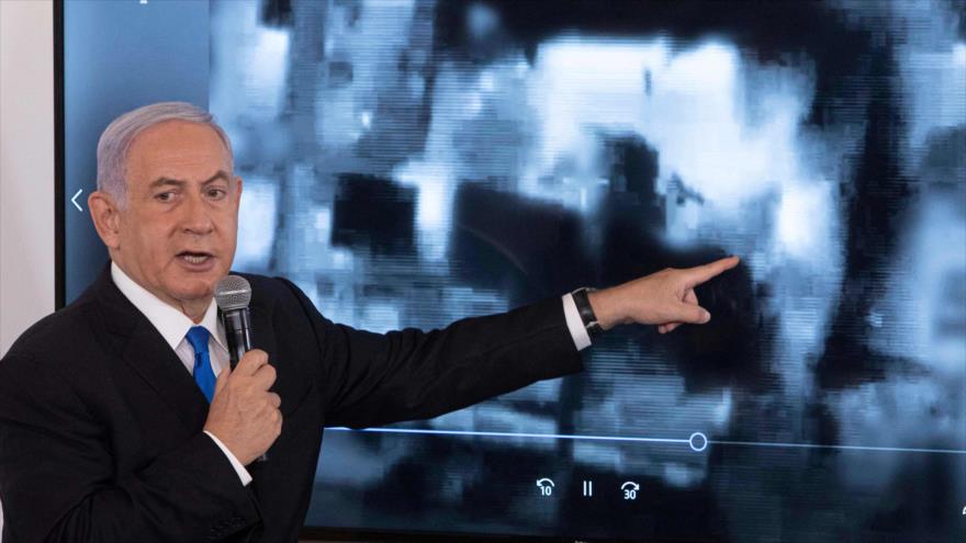 El primer ministro de Israel, Benjamín Netanyahu, ofrece un discurso en Tel Aviv, 19 de mayo de 2021. (Foto: AFP)