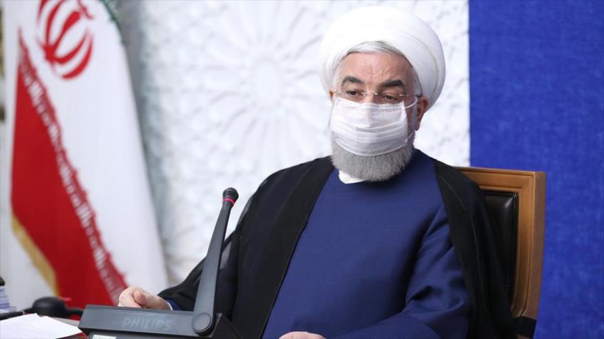 El presidente iraní, Hasan Rohani, en una reunión de su Gabinete celebrada en Teherán, la capital, 23 de mayo de 2021.