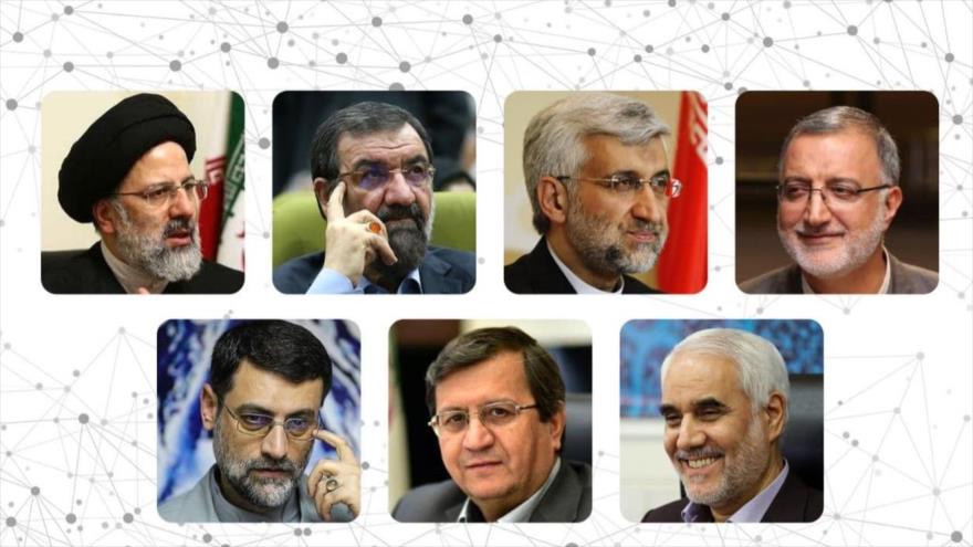 Los aspirantes aprobados que competirán en las elecciones presidenciales del próximo 18 de junio en Irán.