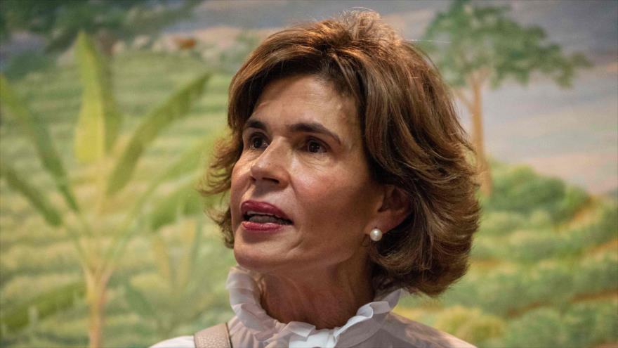 La opositora nicaragüense Cristiana María Chamorro habla en un acto en Managua, capital de Nicaragua, 31 de mayo de 2021. (Foto: AFP)