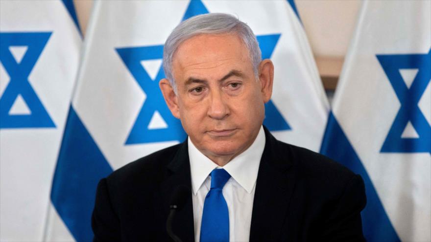 El premier israelí, Benjamín Netanyahu, durante una rueda de prensa en la base militar de Hakirya en Tel Aviv, 19 de mayo de 2021. (Foto: AFP)