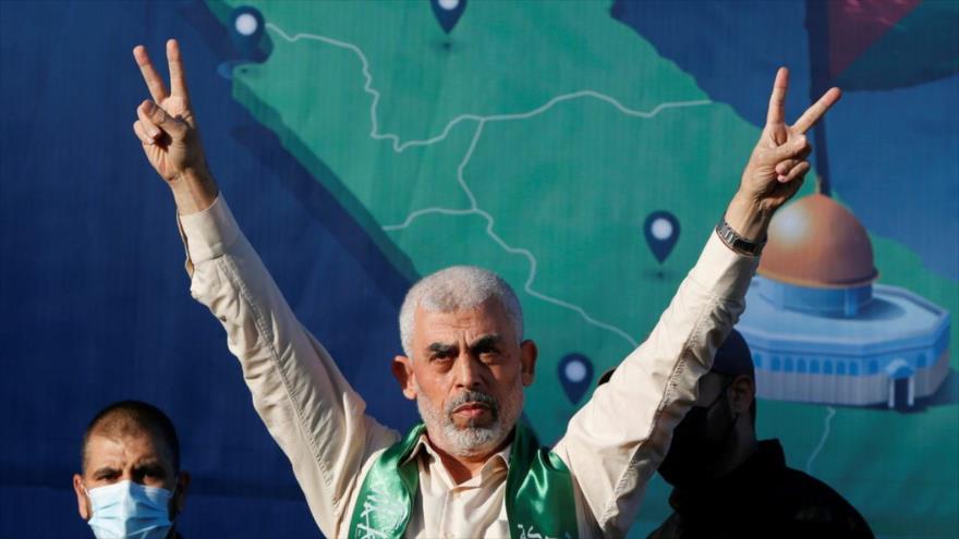 El líder político del Movimiento de Resistencia Islámica de Palestina (HAMAS), Yahya Sinwar, durante un acto en la Franja de Gaza.