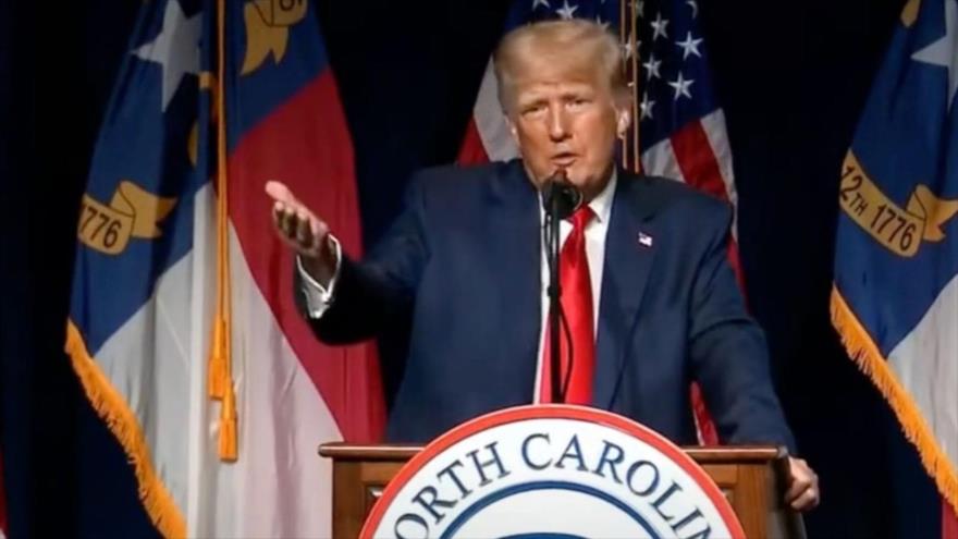 El expresidente de EE.UU. Donald Trump aparece en la Convención Nacional Republicana en Carolina del Norte, 5 de junio de 2021.
