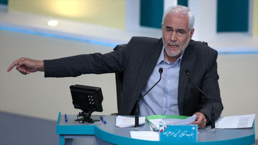 El reformista Mohsen Mehralizade en un debate televisivo, 12 de junio de 2021. (Foto: AFP)