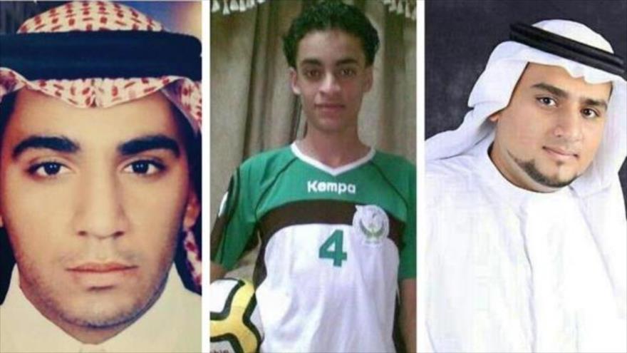 (De dcha. a izq.) los menores saudíes Munir al-Adam, Mujtaba al-Sweikat, Abdulkarim Mohammed al-Hawaj, ejecutados por las autoridades saudíes.