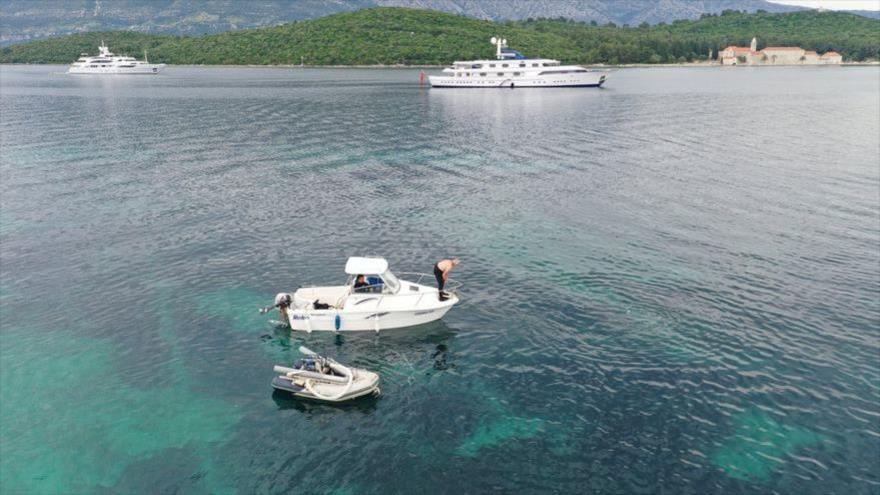El área del asentamiento prehistórico recién descubierto frente a las costas de Croacia, junio de 2021.