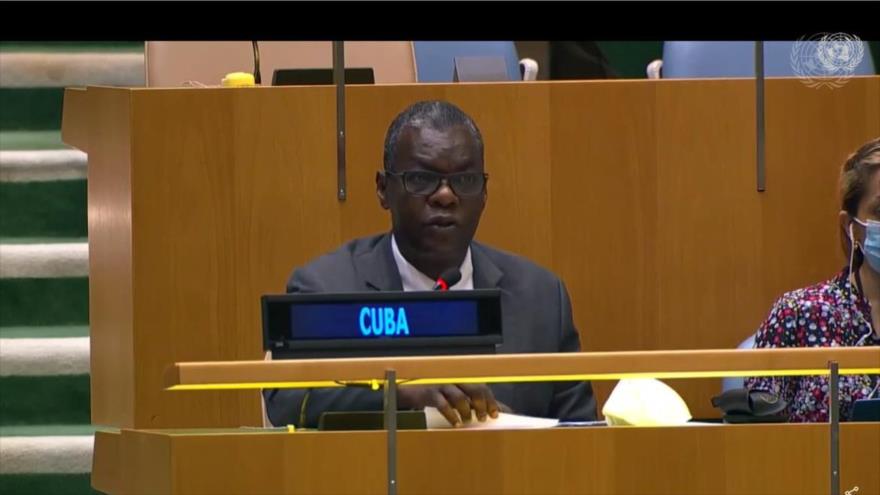 El enviado permanente de Cuba ante la ONU, Pedro Luis Pedroso, en 2.ª Conferencia de Jefes de Organismos de Lucha Antiterrorista, 29 de junio de 2021.