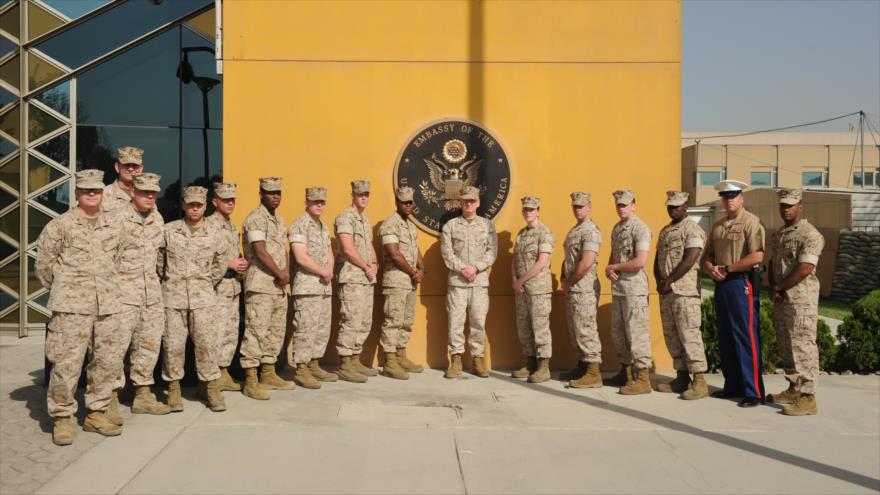 Fuerzas de EE.UU. en la embajada estadounidense en Kabul, Afganistán.