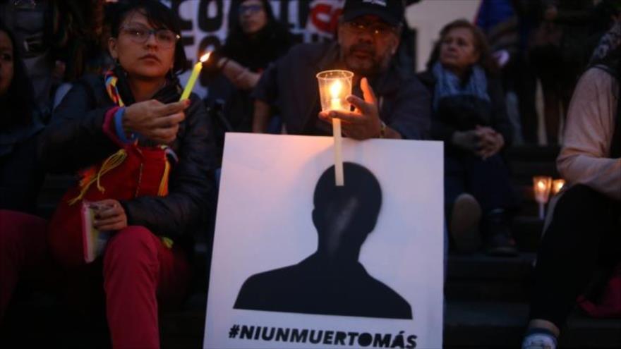 Protestan en Colombia contra el asesinato de líderes sociales.