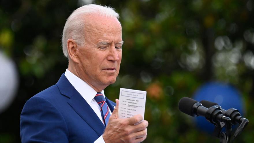 El presidente de Estados Unidos, Joe Biden, habla desde el Jardín Sur de la Casa Blanca en Washington D.C., 4 de julio de 2021. (Foto: AFP)