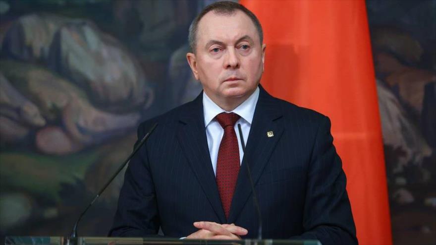 El Canciller bielorruso, Vladimir Makei, durante una rueda de prensa, en Moscú, Rusia, 2 de septiembre de 2020. (Foto: Reuters)