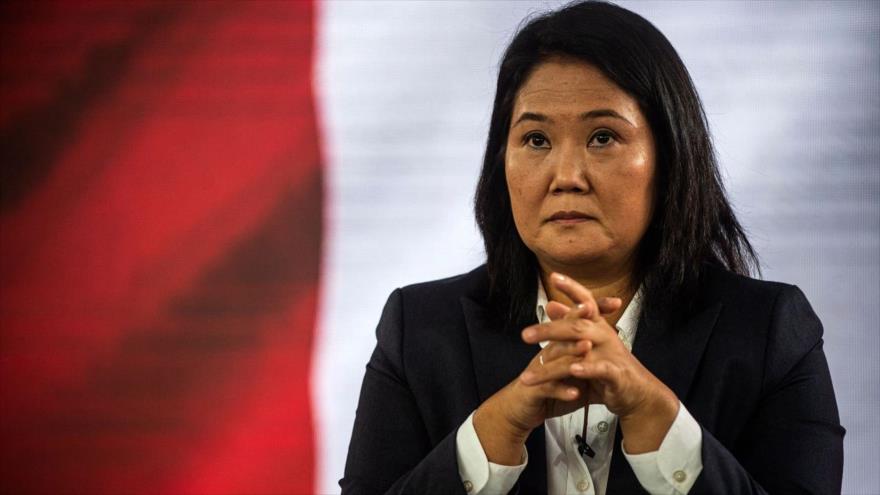 La candidata derechista Keiko Fujimori en una conferencia de prensa, 12 de junio de 2021. (Foto: AFP)