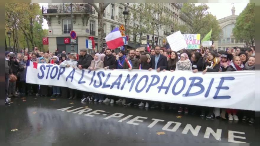 Una protesta en Francia contra la islamofobia.