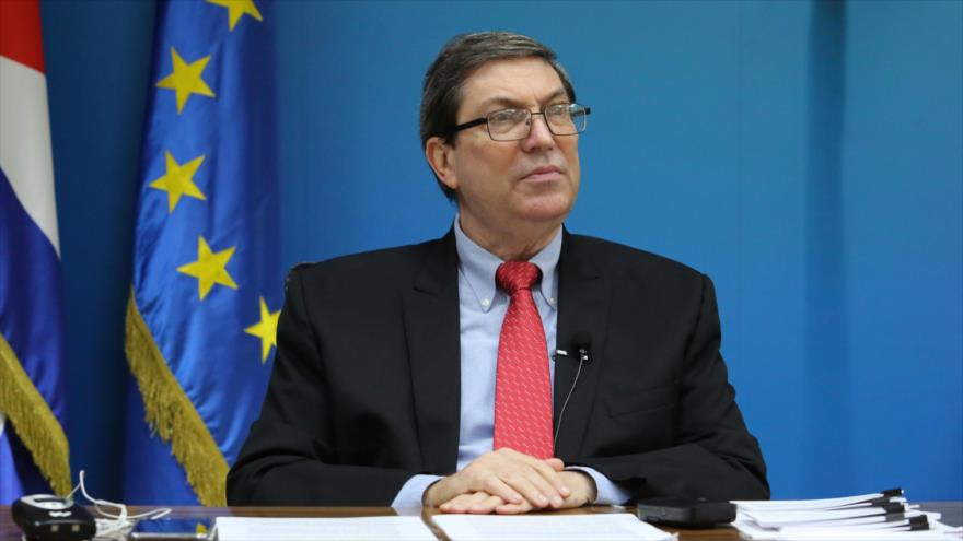 El canciller de Cuba, Bruno Rodríguez, durante el tercer Consejo Conjunto entre Cuba y la Unión Europea (UE), 20 de enero de 2021.