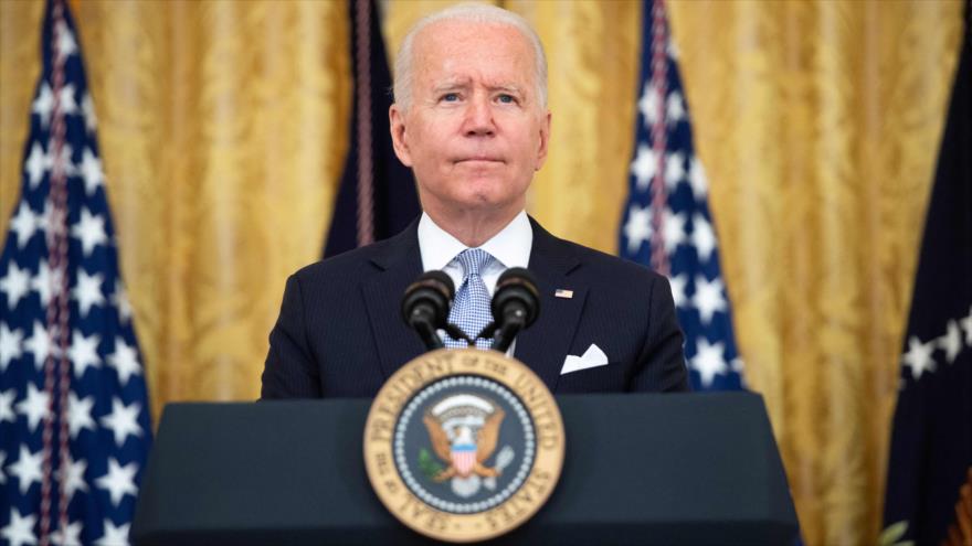 El presidente de EE.UU., Joe Biden, durante una conferencia de prensa en la Casa Blanca, 29 de julio de 2021. (Foto: AFP)