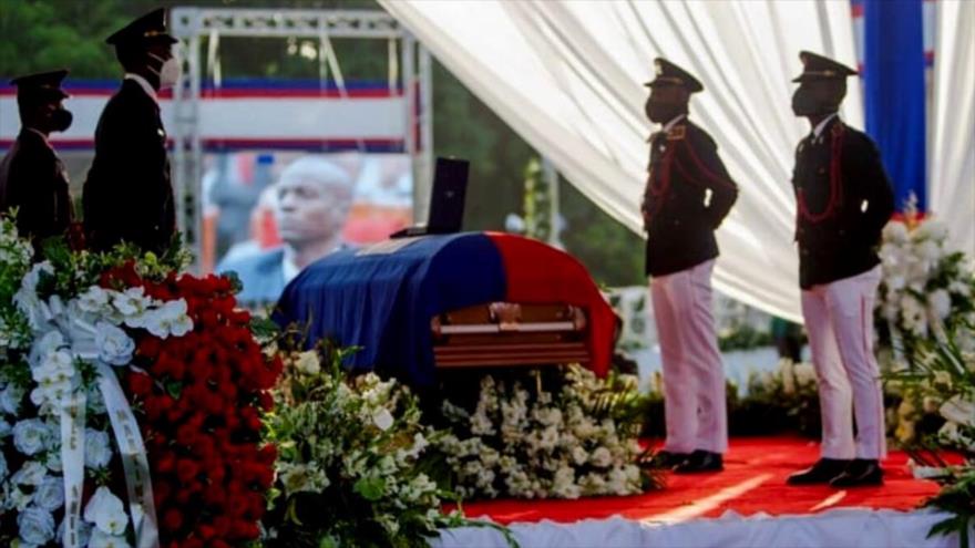 El funeral del asesinado presidente de Haití, Jovenel Moise, en la ciudad de Cabo Haitiano, 23 de julio de 202.