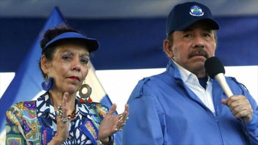 El presidente de Nicaragua, Daniel Ortega, y su esposa y vicepresidenta, Rosario Murillo.
