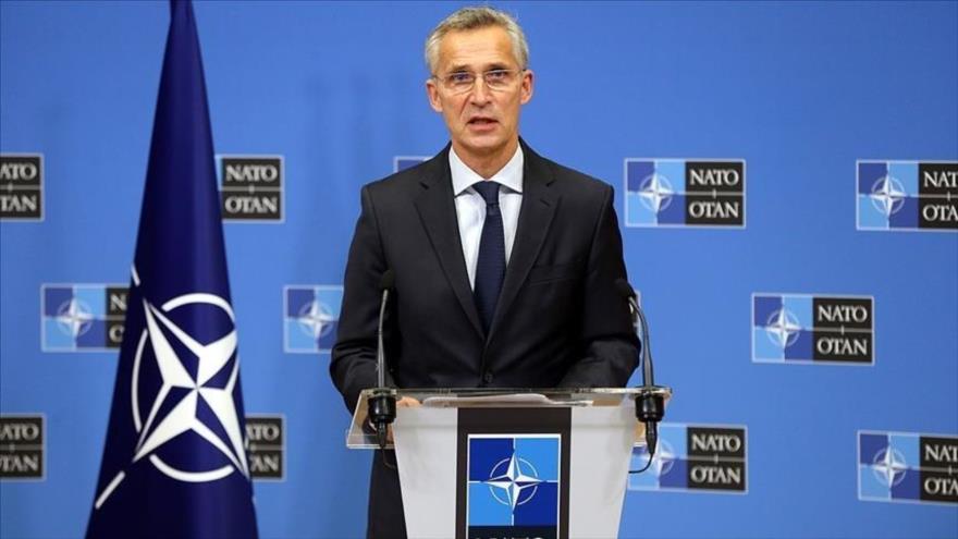 El secretario general de la Organizacón del Tratado del Atlántico Norte (OTAN), Jens Stoltenberg, en una rueda de prensa en la sede de la OTAN en Bruselas, capital de Bélgica. 17 de agosto de 2021