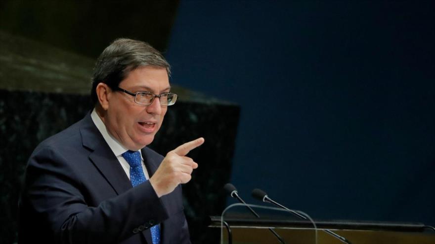 El canciller de Cuba, Bruno Rodríguez Parrilla, durante un discurso ante las Naciones Unidas.