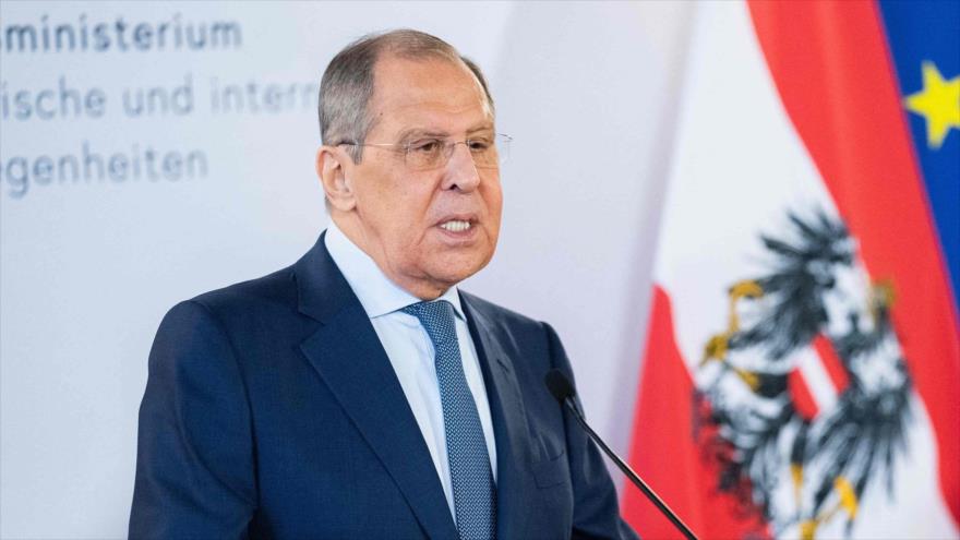 El canciller de Rusia, Serguéi Lavrov, en una rueda de prensa en Viena, capital de Austria, 25 de agosto de 2021. (Foto: AFP)