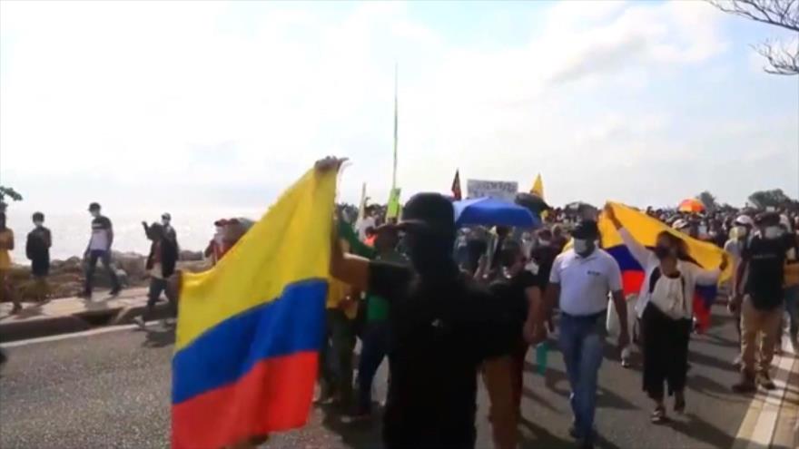 Colombianos en Madrid protestan contra la visita de Duque a España
