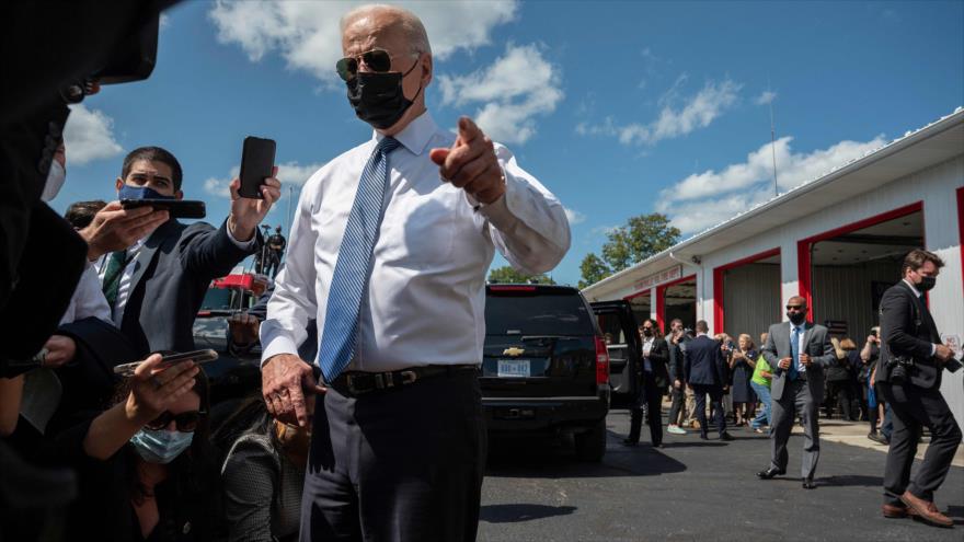 El presidente de EE.UU., Joe Biden, habla mientras visita el Memorial del 11-S en en Shanksville, Pensilvania, 11 de septiembre de 2021. (Foto: AFP)