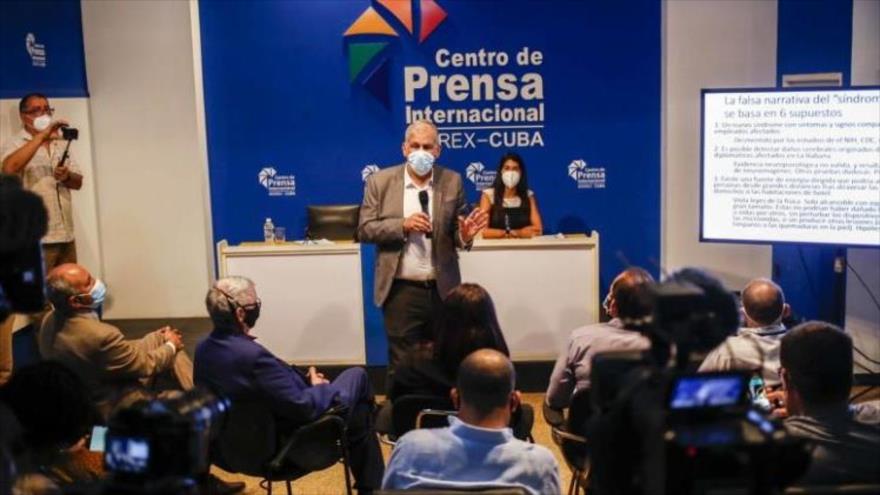 El doctor Mitchell Valdés-Sosa, director general del Centro de Neurociencias de Cuba, en conferencia de prensa, 13 de septiembre de 2021.
