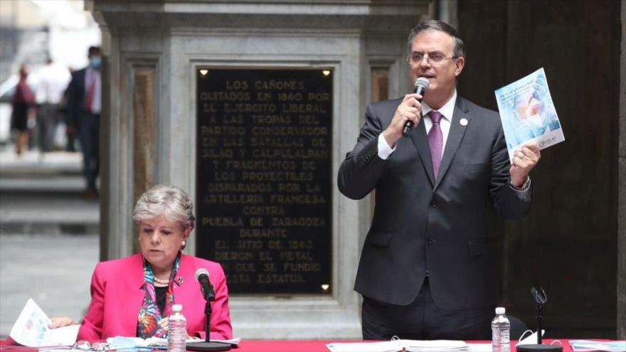 Canciller mexicano, Marcelo Ebrard habla en la VI Cumbre de Estado de la Comunidad de Estados Latinoamericanos y caribeños (Celac), 18 de septiembre de 2021. (Foto: abi)