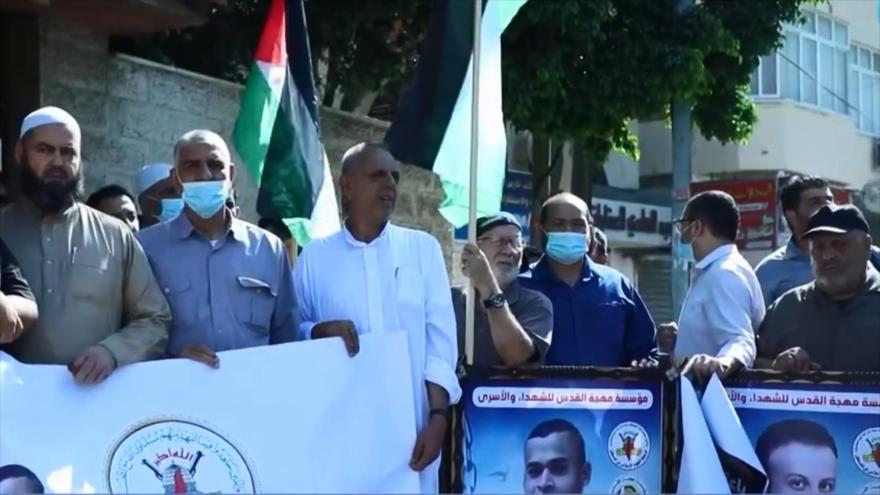 Gazatíes marchan para apoyar a prisioneros en cárceles israelíes