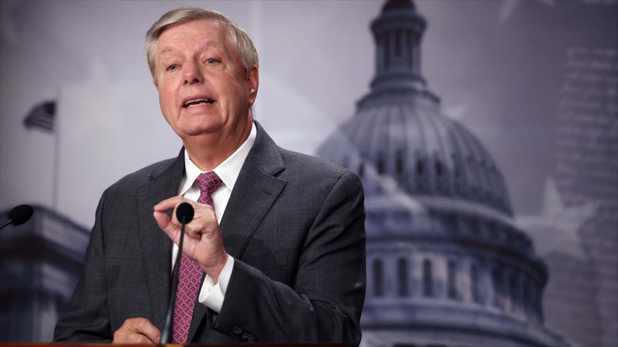Senador de EE.UU. Lindsey Graham habla en una rueda de prensa en Washington D.C., la capital, 30 de julio de 2021. (Foto: AFP)