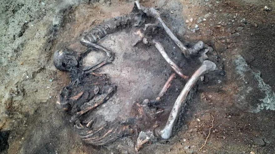 Una pareja enterrada hace 4000 años en Oremburgo, Rusia.