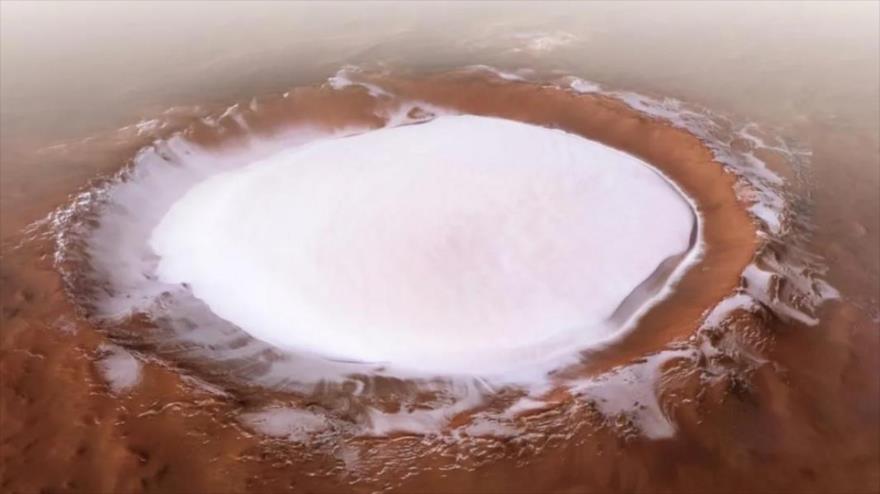 Los cráteres de Marte repletos de agua helada.