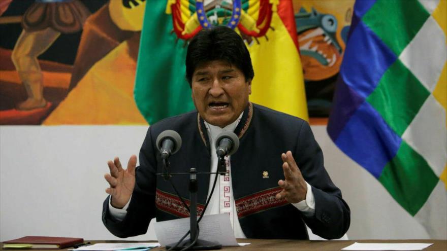 El expresidente de Bolivia Evo Morales, en una conferencia de prensa, La Paz, Bolivia, 24 de octubre de 2019.