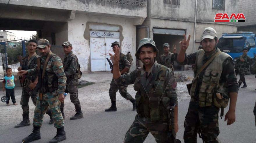 Unidades del Ejército sirio tras operaciones de peinado y despliegue en la provincia de Deraa. 3 de octubre de 2021 (Fuente: SANA)