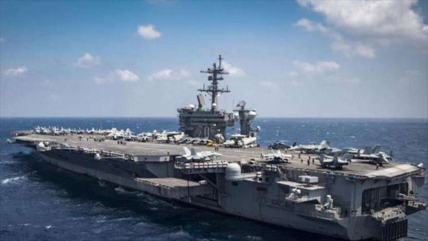 El portaviones estadounidense USS Carl Vinson navegando en el mar de la China Meridional. (Foto: AFP)