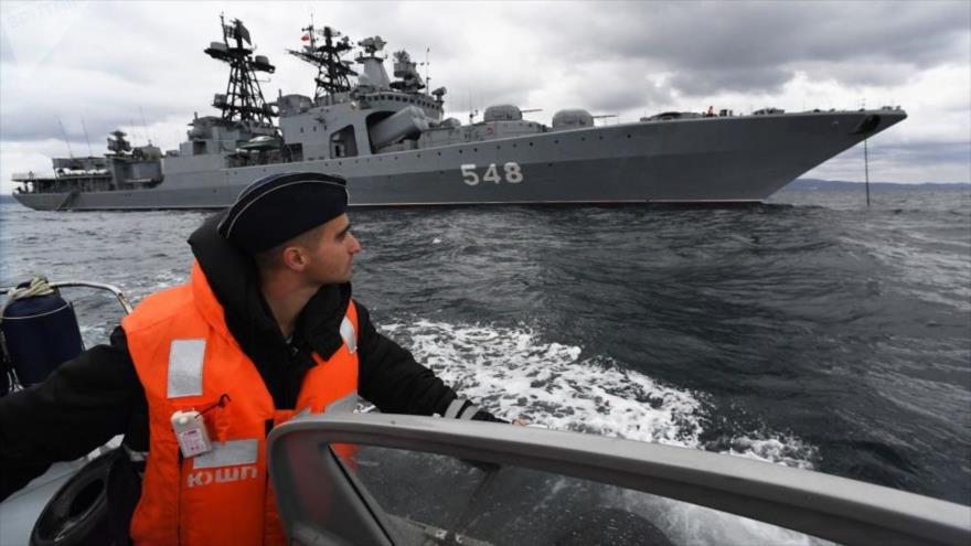 Fuerzas navales de Rusia y China durante los ejercicios militares Maritime Interaction 2021. (Foto: sputnik)